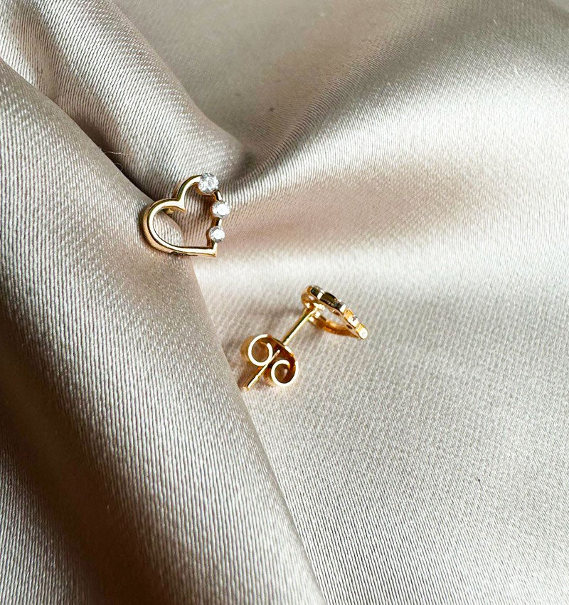 Cercei din aur roz cu zirconiu