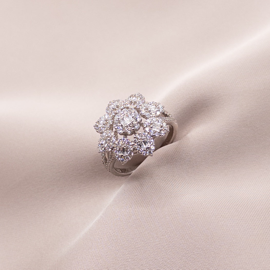 Silver ring with cubic zirconia