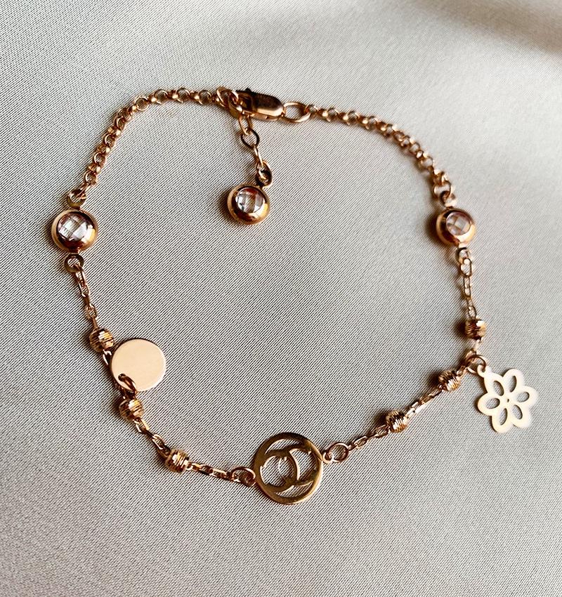 Brățară din aur roz cu zirconiu