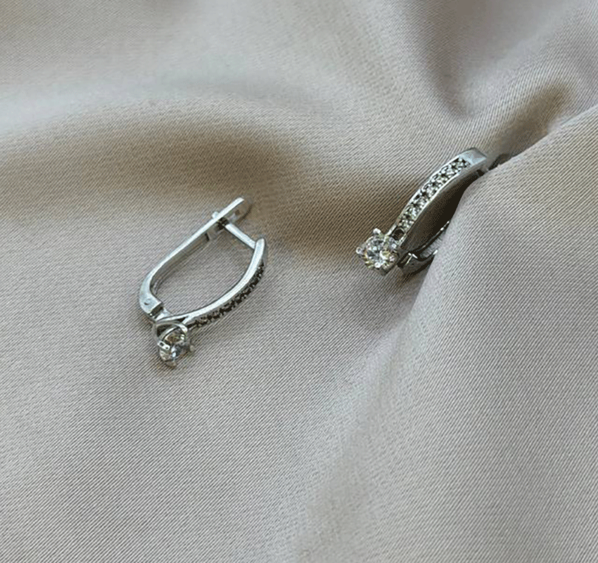 Серьги из белого золота с цирконом
