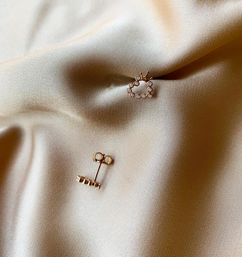 Rose gold earrings with zircon