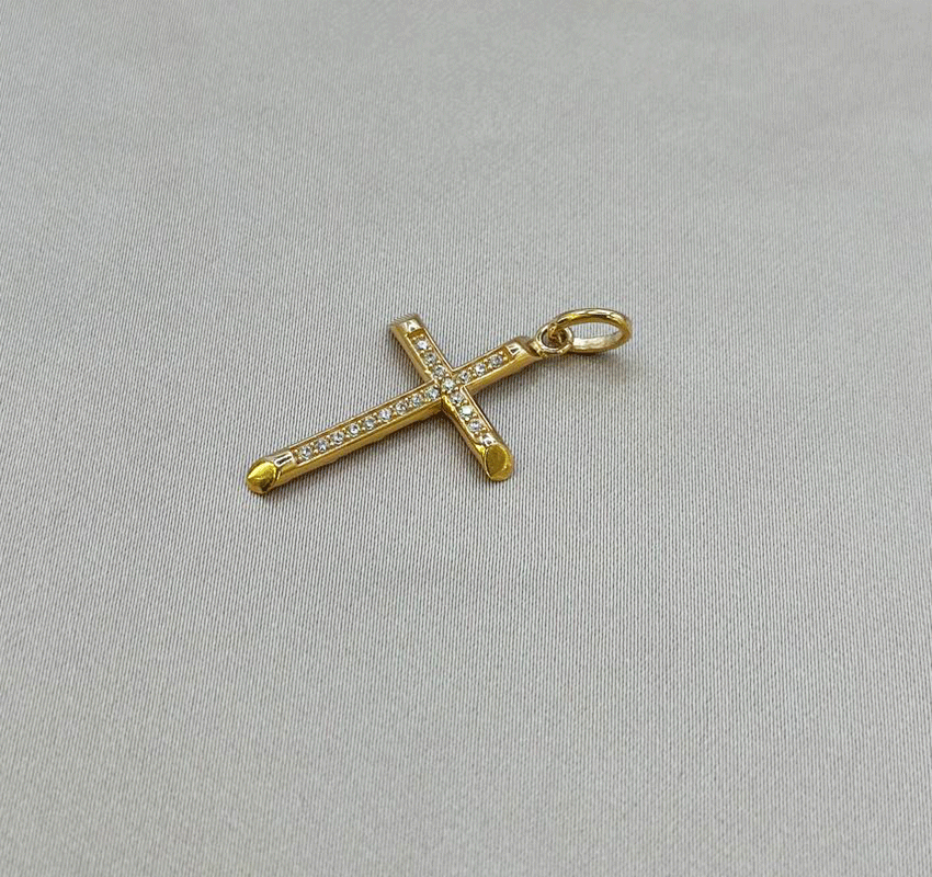 Rose gold cross with cubic zirconia