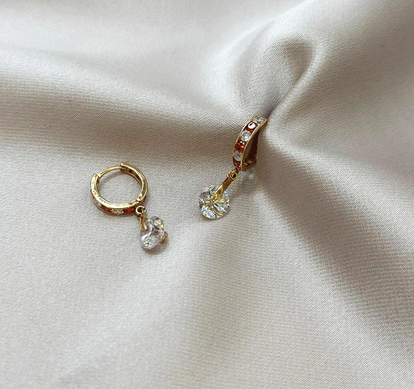 Rose gold zircon earrings