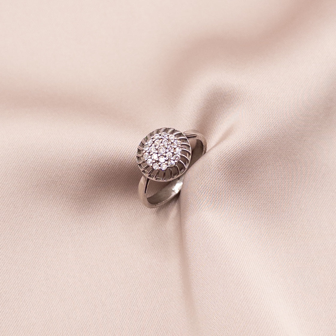 Silver ring with cubic zirconia