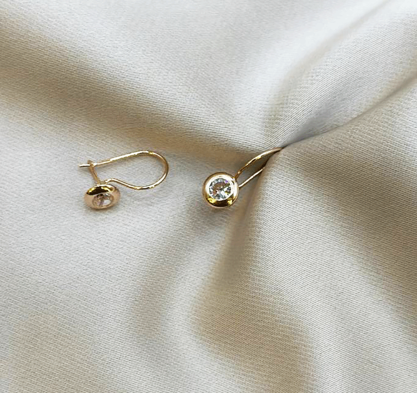 Cercei din aur roz cu zirconiu