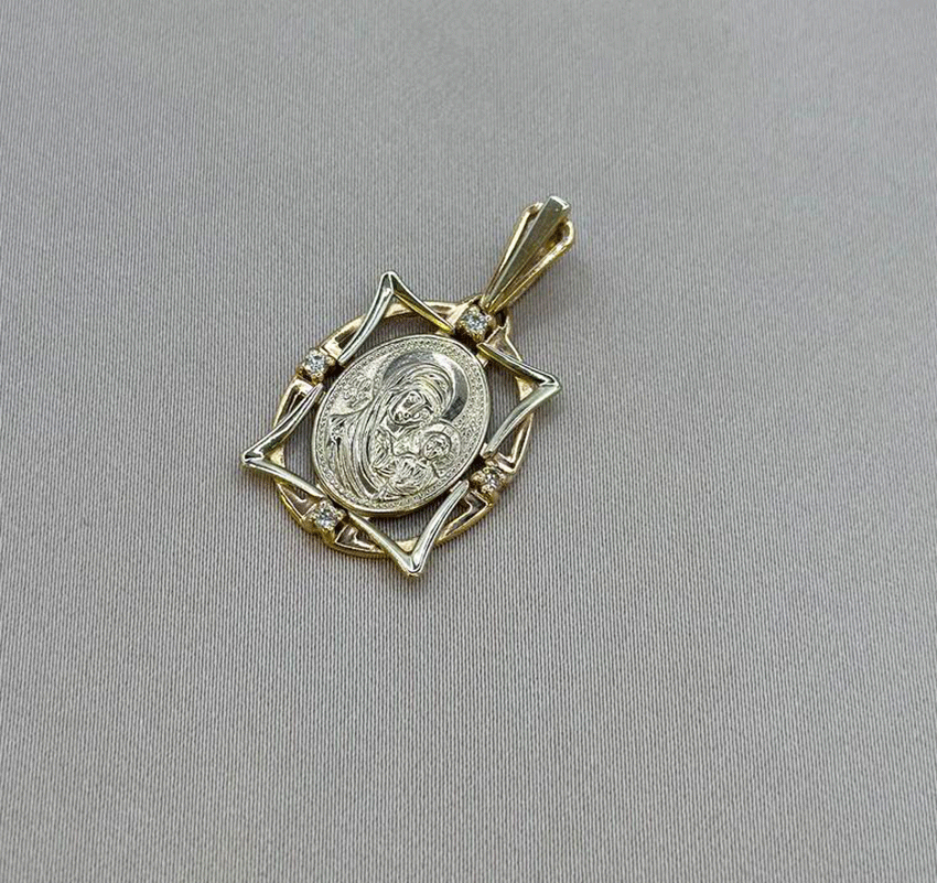 Rose gold icon with zircon