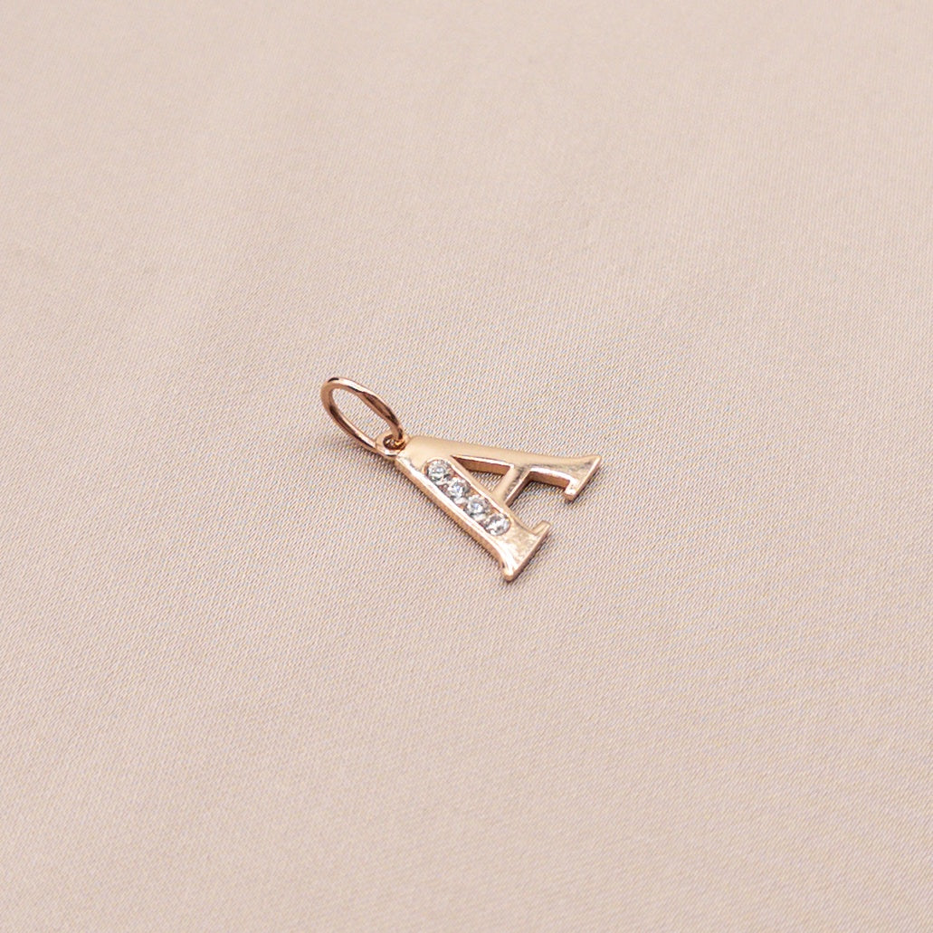 Rose Gold Initial Pendant with Cubic Zirconia