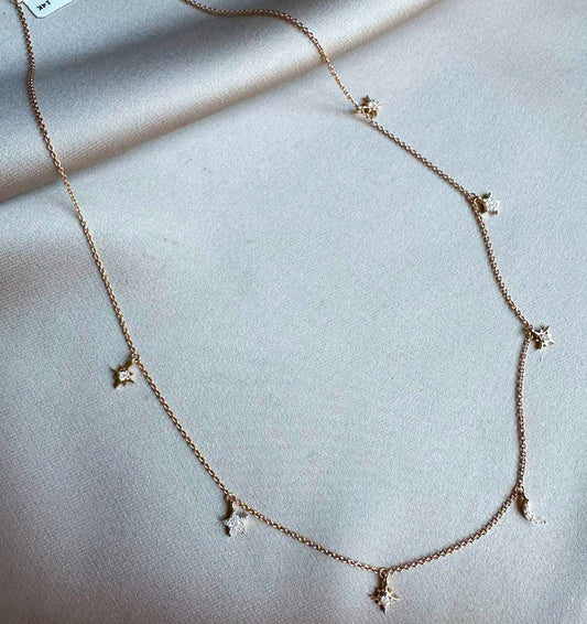 Colier din aur roz cu diamant de 0,21 ct