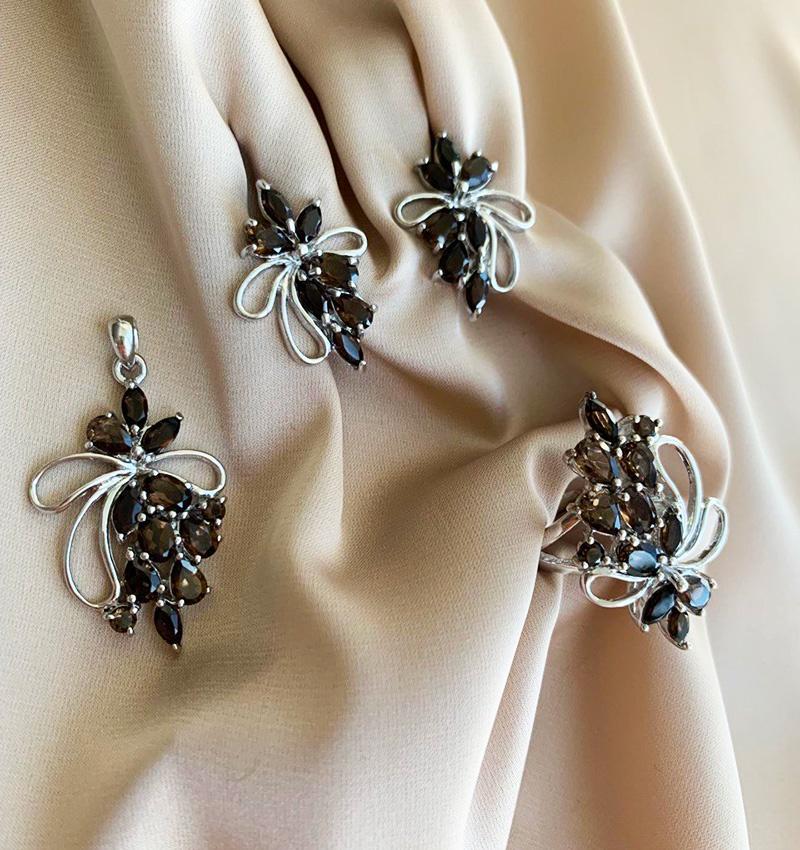 Set de argint cu rauchtopaz