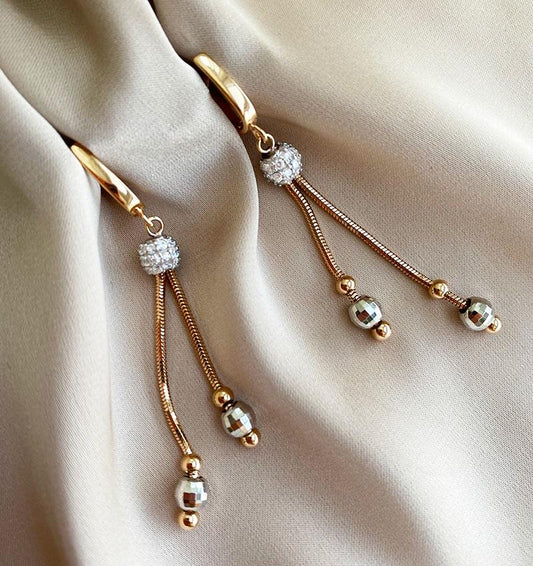 Cercei din aur roz cu zirconiu