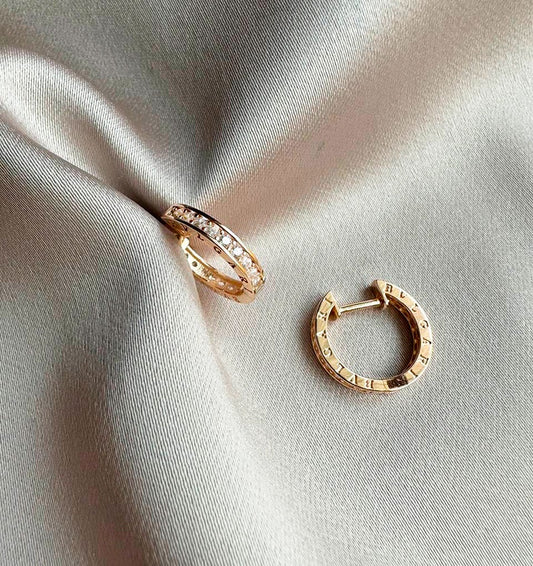 Cercei din aur roz cu zircon