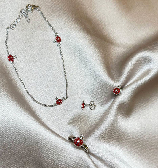 Set of silver with enamel