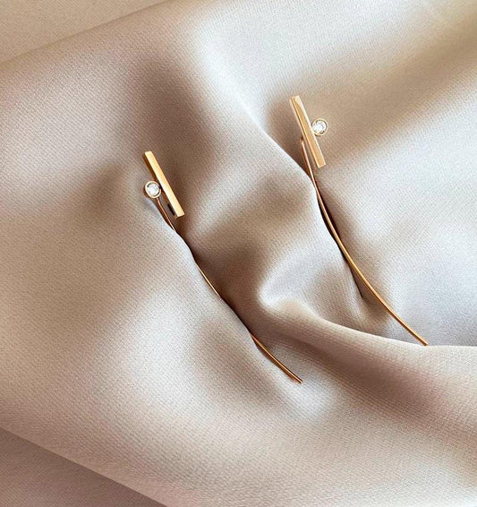 Rose gold earrings with zircon