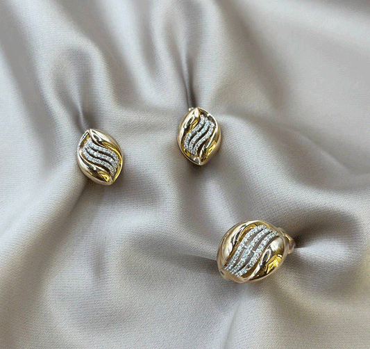 Set din aur roz cu zircon