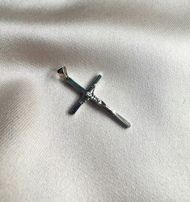 White gold cross with zircon