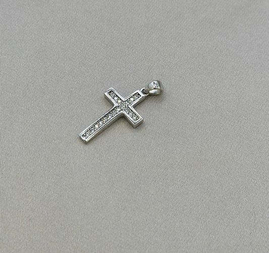 Cruce din aur alb cu zirconiu
