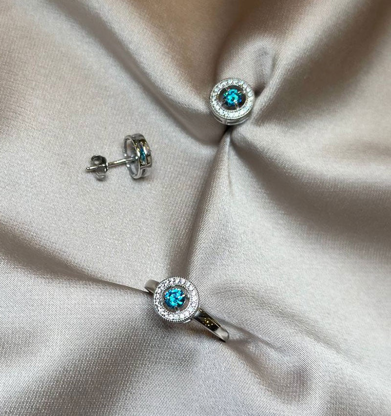 Argint încrustat cu zirconiu