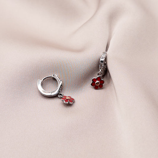 Серьги из серебра с цирконом и эмалью