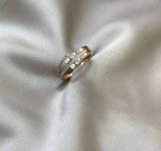Inel din aur roz cu zircon