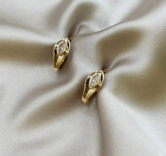 Rose gold earrings with zircon