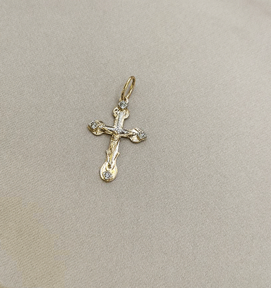 Cruce din aur roz cu zirconiu