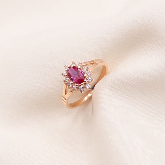 Inel din aur roz cu zircon