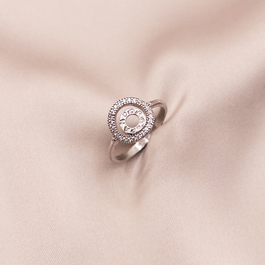 Silver ring with cubic zirconia