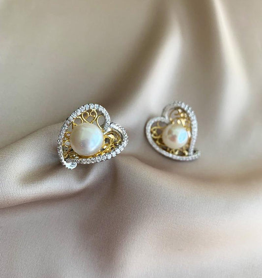 Set de argint cu zirconiu și perle