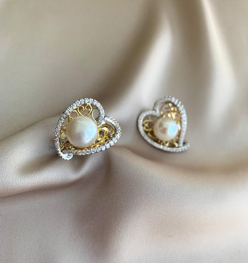 Сет из серебра с цирконом и жемчугом