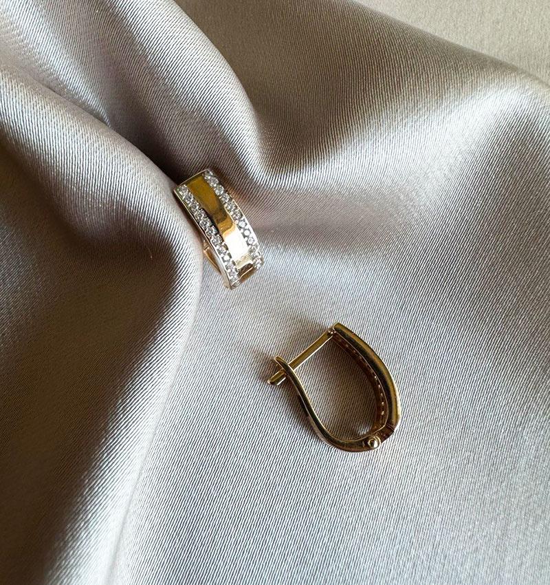 Cercei din aur roz cu zirconiu