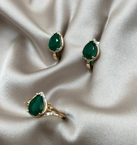 Set din aur roz cu zircon