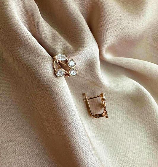 Rose gold earrings with zircon