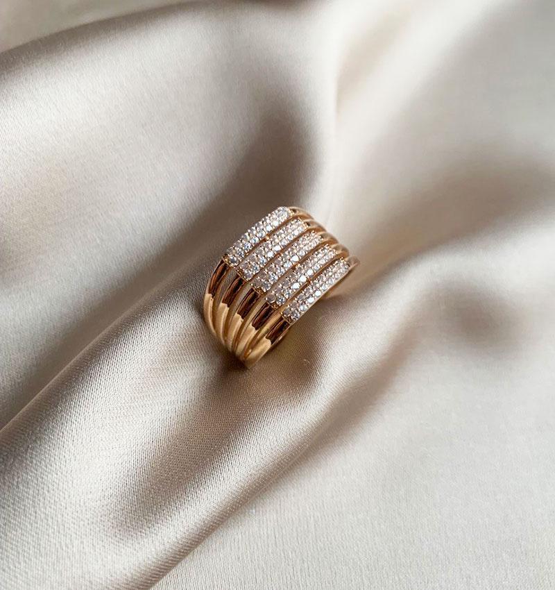 Inel din aur roz cu zirconiu