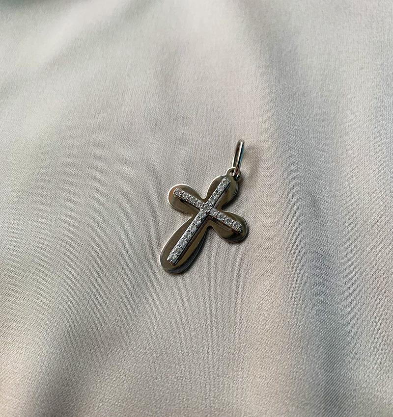 Cruce din aur alb cu zirconiu