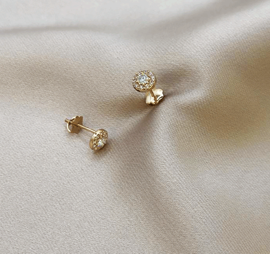 Cercei din aur roz cu zircon