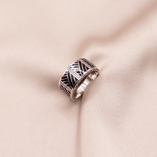 Silver ring with cubic zirconia