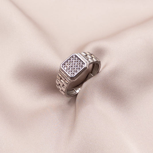 Silver ring with cubic zirconia