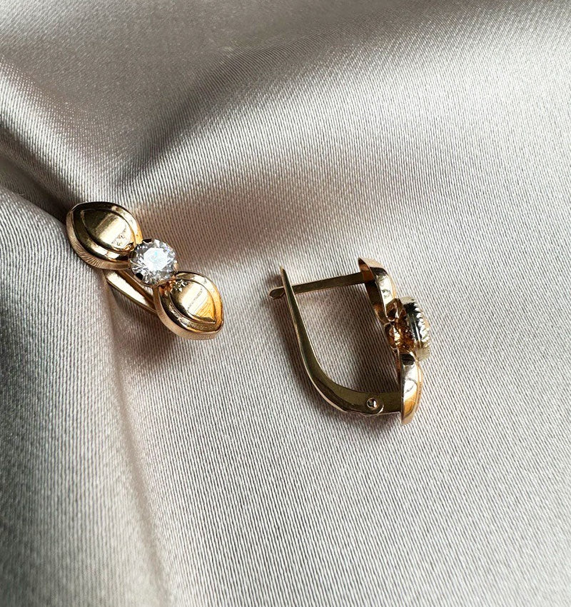 Cercei din aur roz cu zirconiu