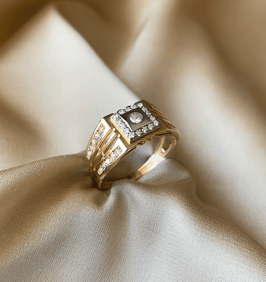 Inel din aur roz cu zircon