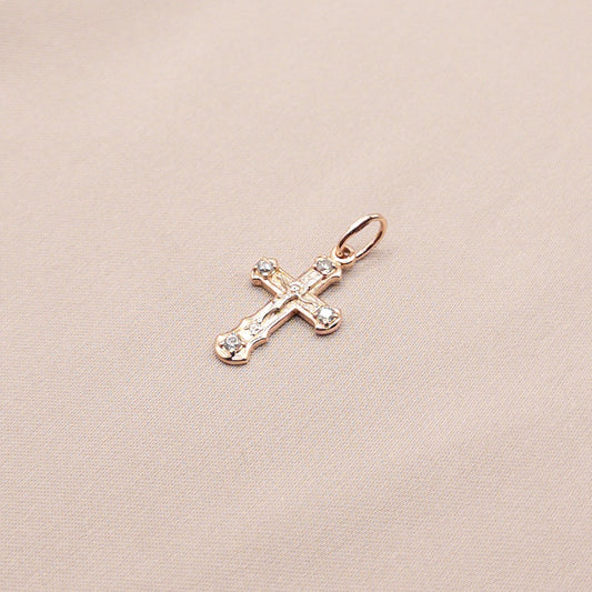 Rose gold cross with cubic zirconia