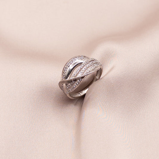 Silver ring with cubic zirconia