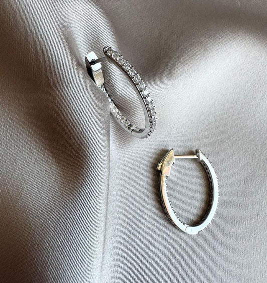 Серьги из белого золота с цирконом