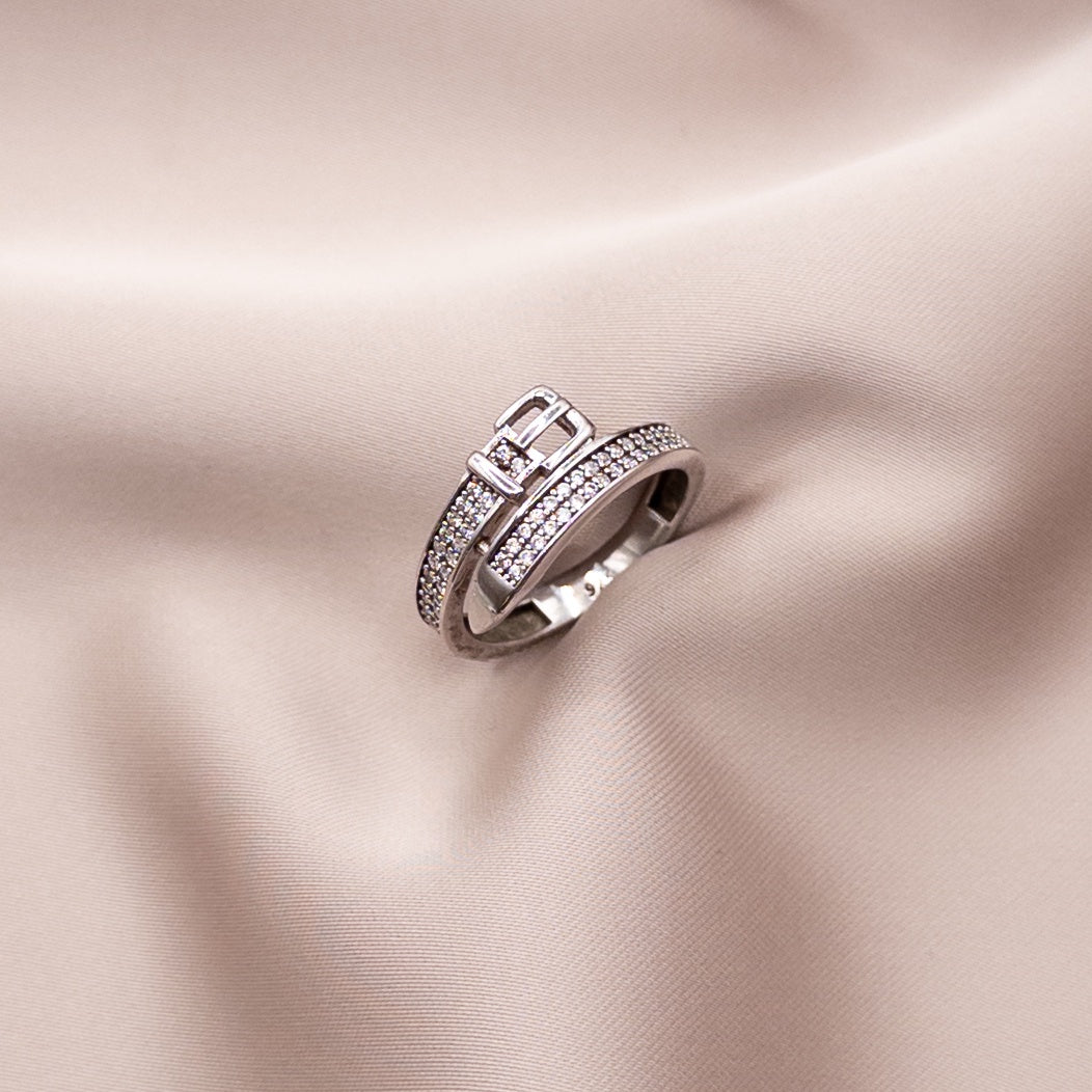 Silver ring with cubic zirconia