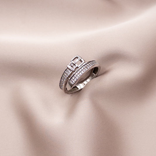 Silver ring with cubic zirconia