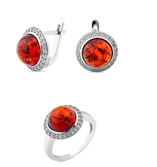 Argint încrustat cu chihlimbar