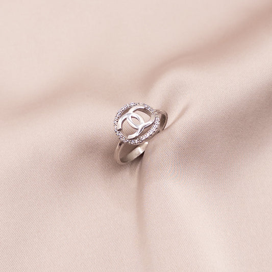 Silver ring with cubic zirconia
