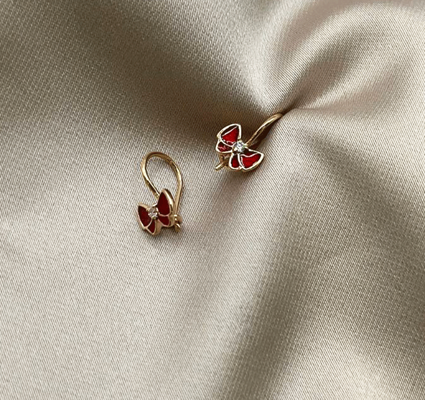 Rose Gold Earrings with Enamel