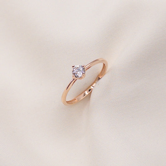 Rose gold engagement ring with cubic zirconia