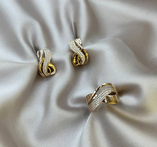 Set din aur roz cu zircon