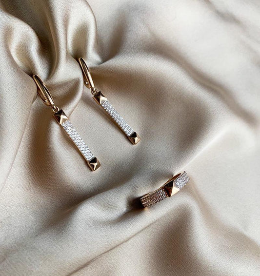 Set din aur roz cu zircon